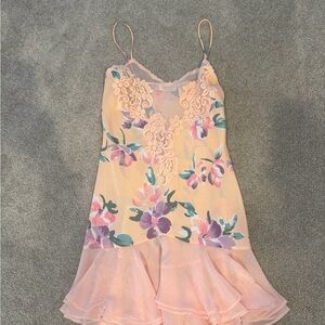 Victoria's Secret Floral Chemise with Lace and Ruffle Hem